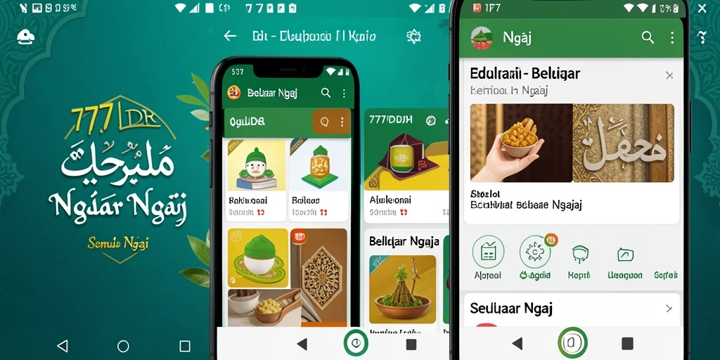Tampilan antarmuka aplikasi Belajar Ngaji yang interaktif dan menarik.