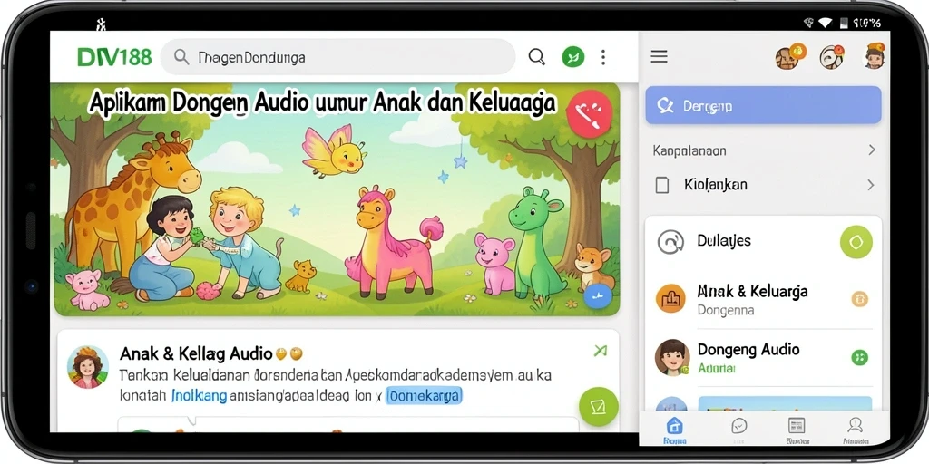Tampilan antarmuka aplikasi DV188 yang menarik dan ramah anak.