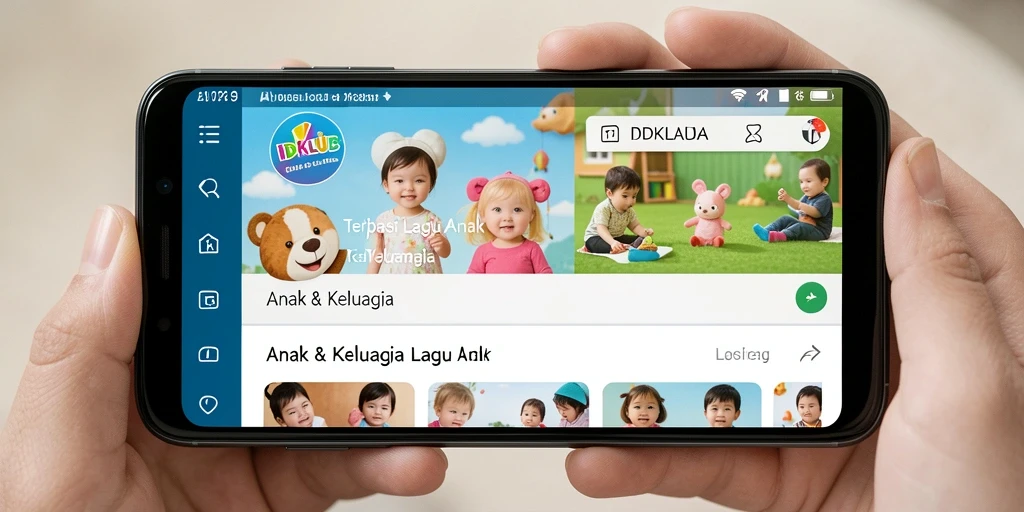 Antarmuka user-friendly <strong>IDKLUB</strong> dengan berbagai lagu anak.