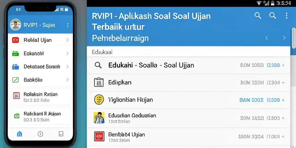 Tampilan antarmuka aplikasi Soal Ujian RVIP1 yang menarik dan fungsional.