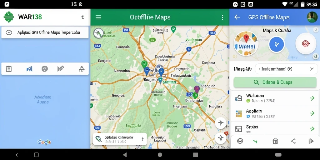 Antarmuka pengguna WAR138 yang memudahkan navigasi GPS Offline Maps.